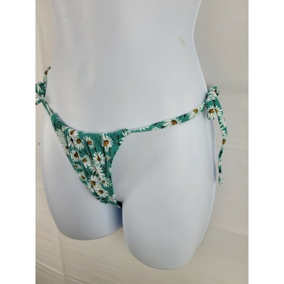 Xhilaration Juniors Cheeky String Bikini Bottom Turquoise Floral Size XS - Picture 3 of 6